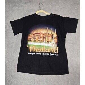 Destination Thailand Shirt Adult Medium Black Temple of Emerald Buddha Joligolf